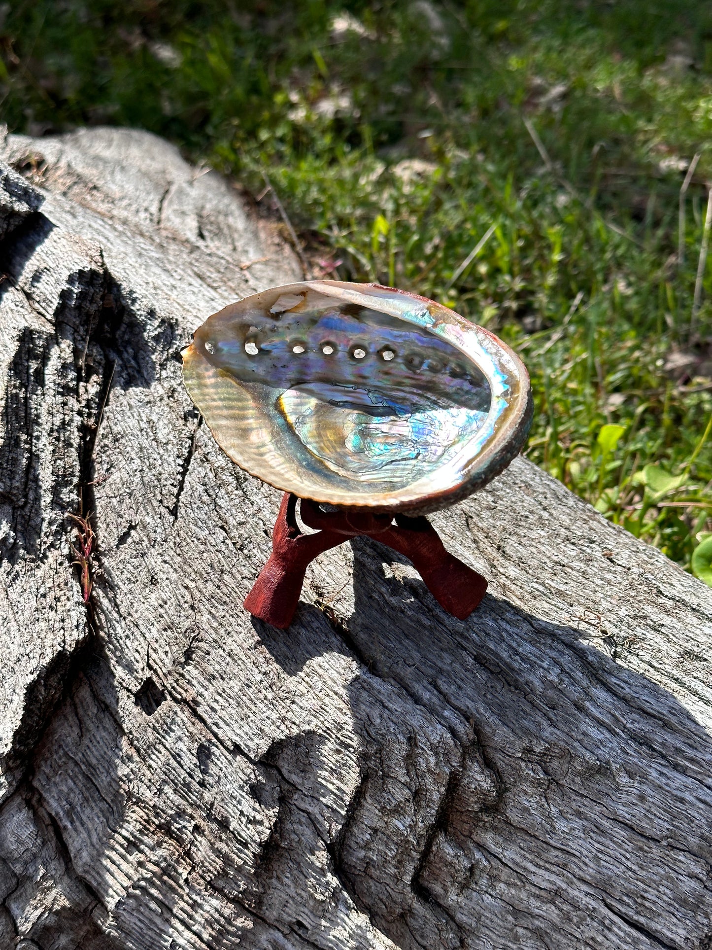 Wooden Tripod Stand for Abalone Shells, Crystals, and Spheres