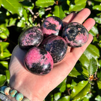 RHODONITE EGG PALM STONE