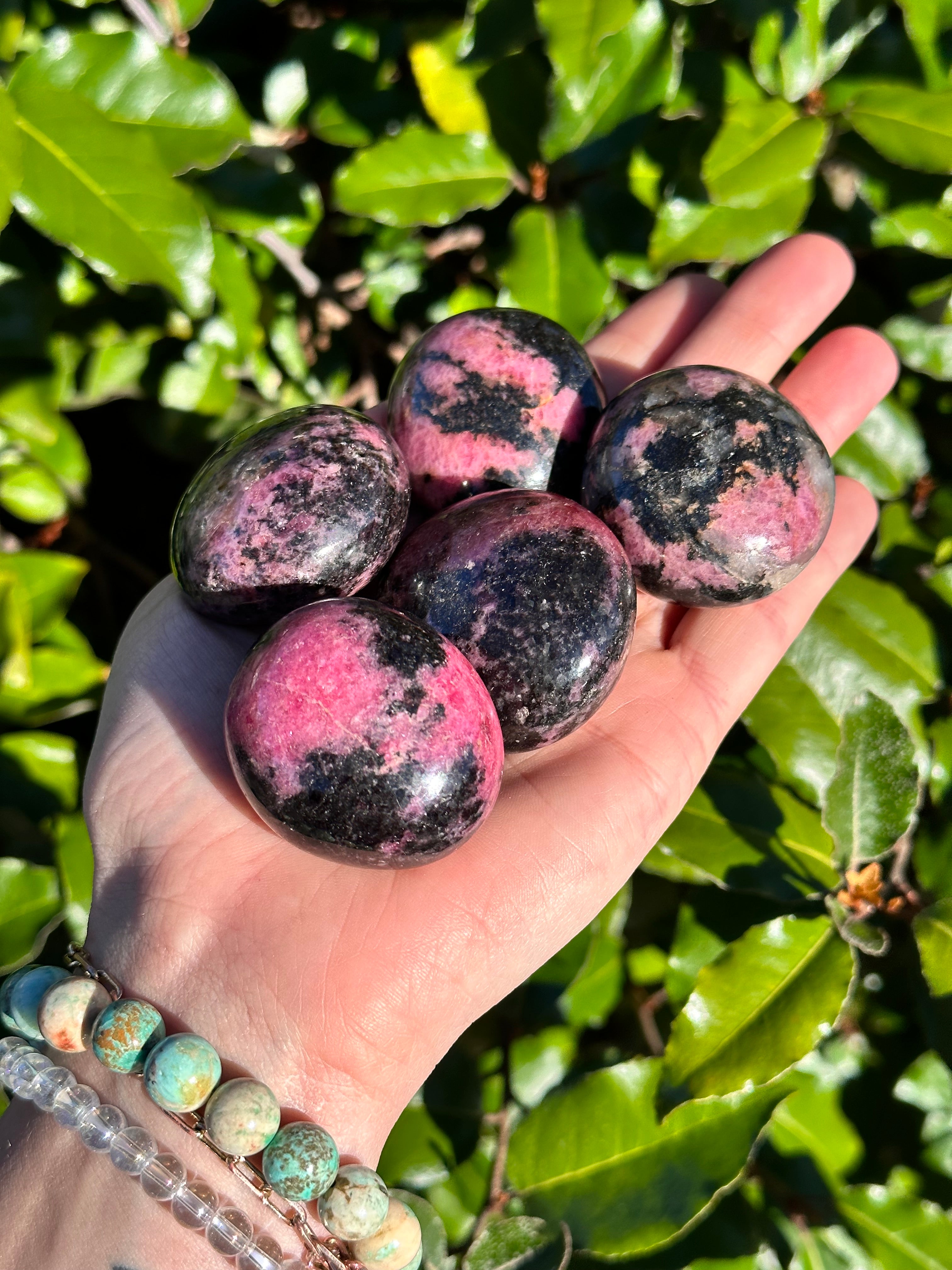 RHODONITE EGG PALM STONE