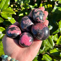 RHODONITE EGG PALM STONE