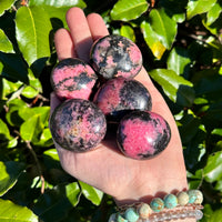 RHODONITE EGG PALM STONE
