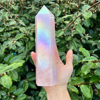 ANGEL AURA COATED ROSE QUARTZ TOWER