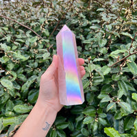 ANGEL AURA COATED ROSE QUARTZ TOWER