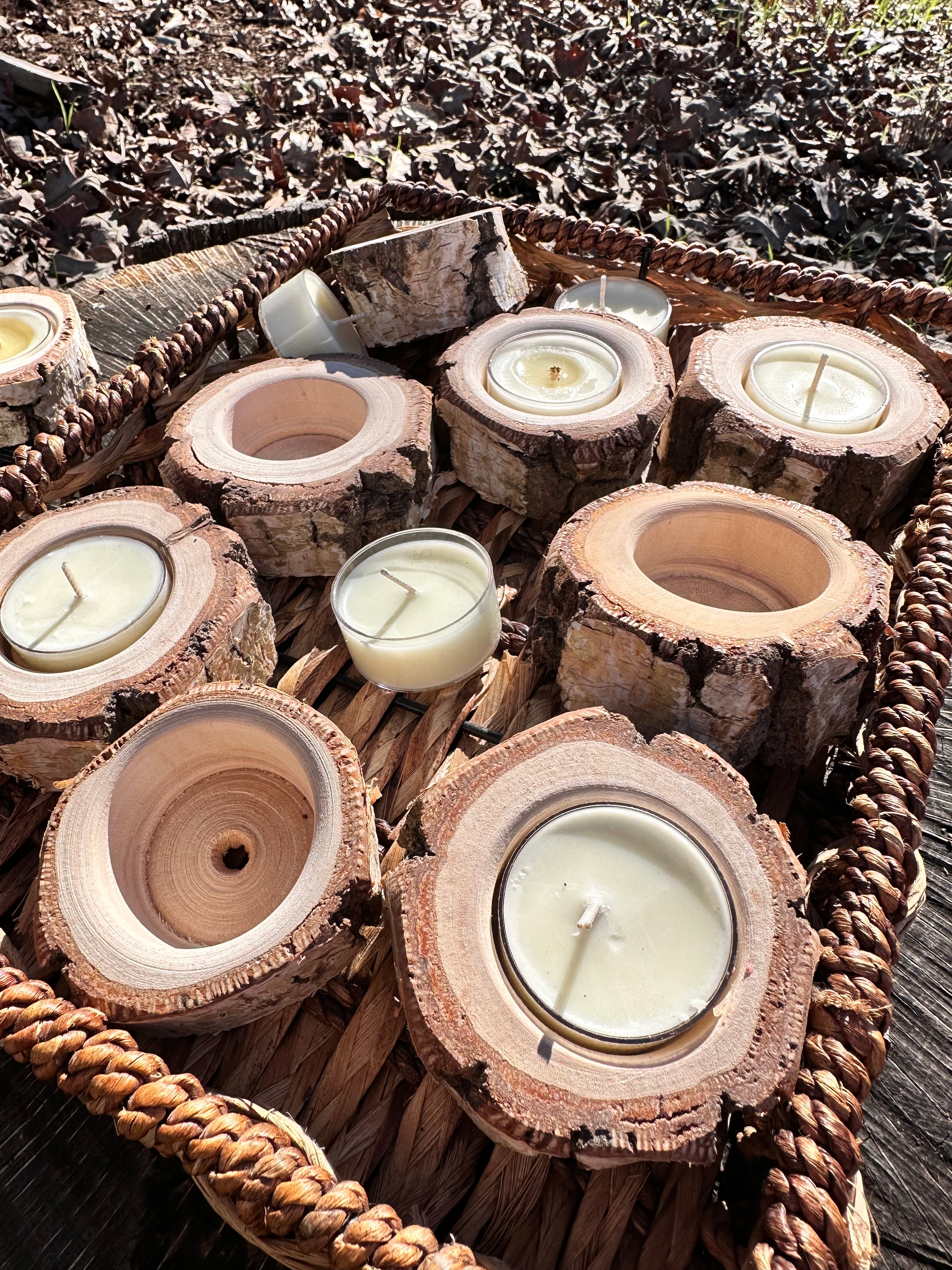 WHITE BIRCH TEA LIGHT CANDLE HOLDER