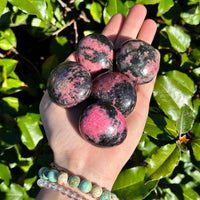 RHODONITE EGG PALM STONE