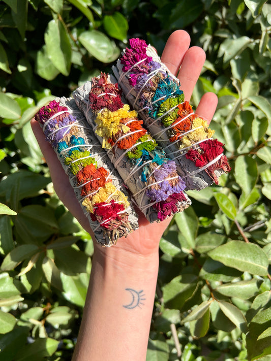 ORGANIC 7 Chakra White Sage with SINUATA Flowers
