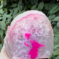 PINK AGATE GEODE CANDLE HOLDER