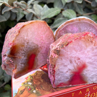 PINK AGATE GEODE CANDLE HOLDER