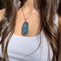 BLUE AGATE SLICE PENDANT
