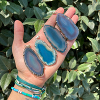 BLUE AGATE SLICE PENDANT