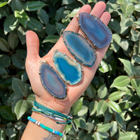 BLUE AGATE SLICE PENDANT