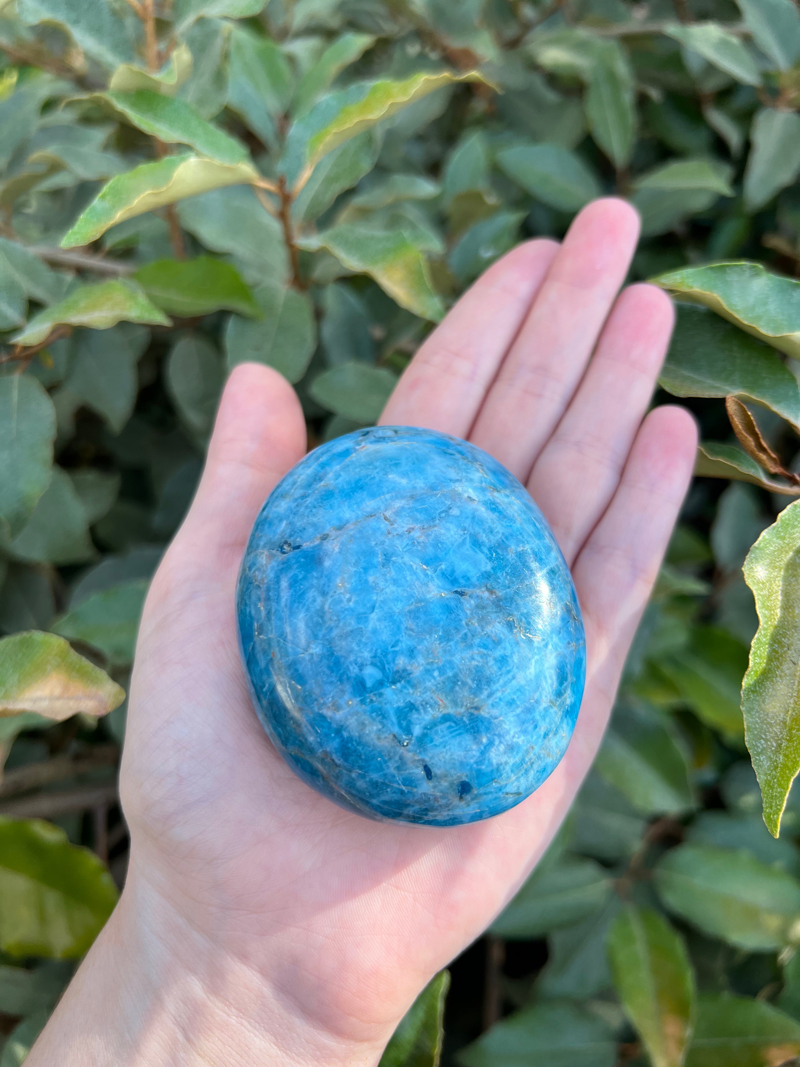 MADAGASCAR BLUE APATITE PALM STONE