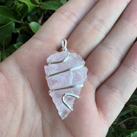 ROSE QUARTZ ARROWHEAD WRAPPED PENDANT
