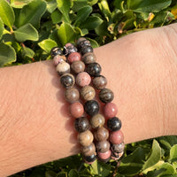 RHODONITE BRACELET BLACK STRIPED