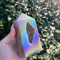 TITANIUM RAINBOW AURA AGATE DRUZY TOWER