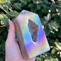 TITANIUM RAINBOW AURA AGATE DRUZY TOWER