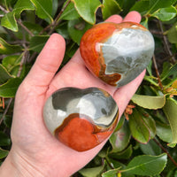 POLYCHROME JASPER HEART SHAPED PALM STONE