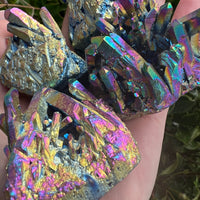 TITANIUM RAINBOW AURA QUARTZ CLUSTER