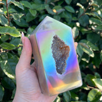 TITANIUM RAINBOW AURA AGATE DRUZY TOWER