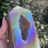 TITANIUM RAINBOW AURA AGATE DRUZY TOWER
