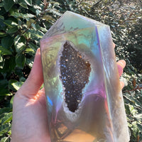 TITANIUM RAINBOW AURA AGATE DRUZY TOWER